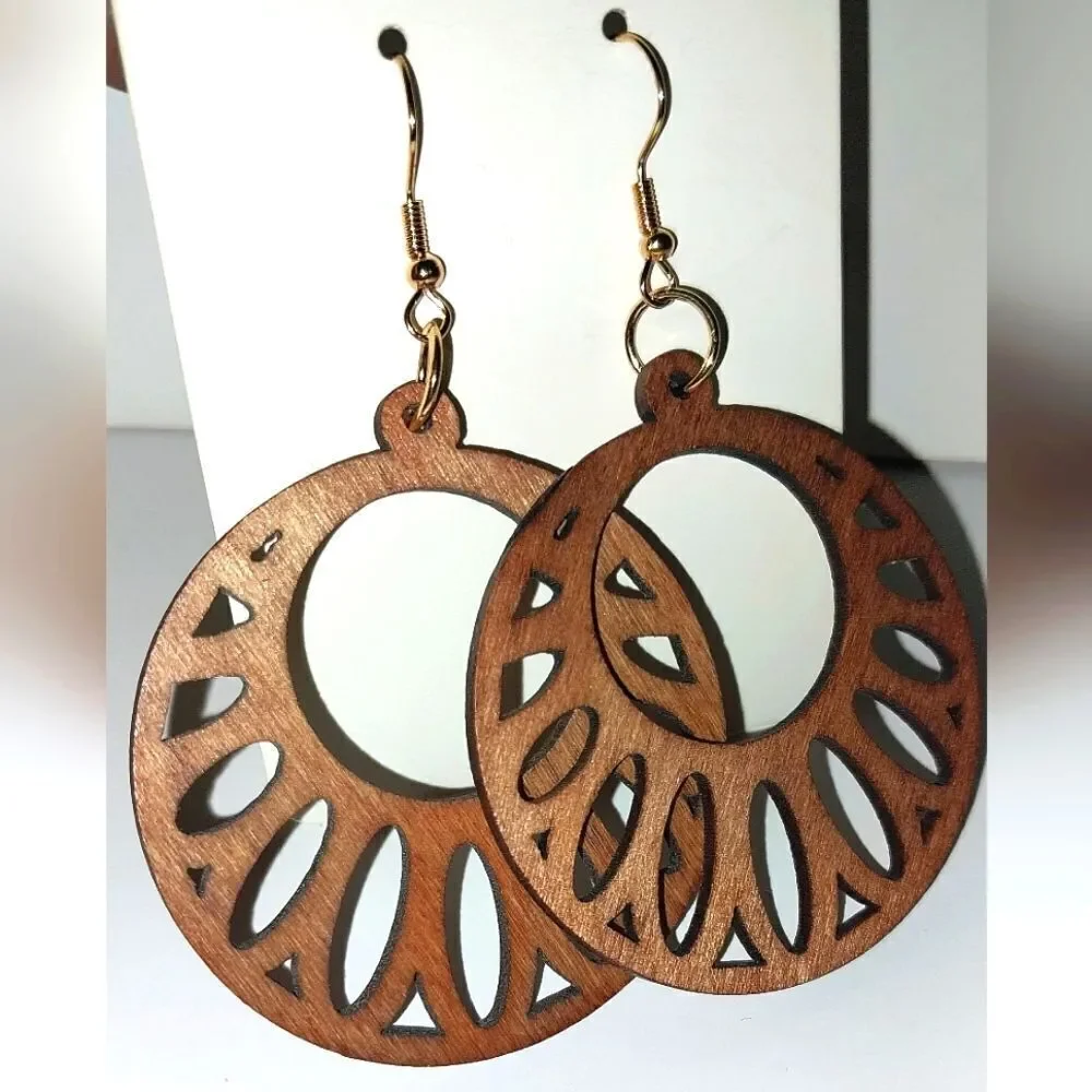 Gorgeous hollow wooden earrings
